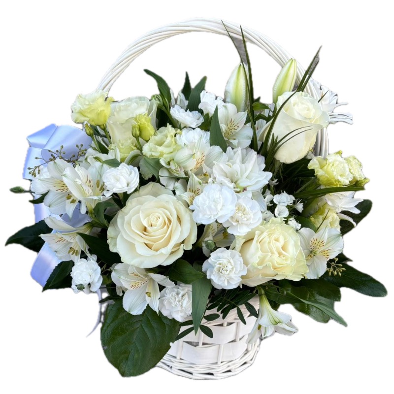 新品★LITENTent form BL Flower Jacquard 白 Aranjament floral alb: trandafiri, alstroemeria, lisianthus